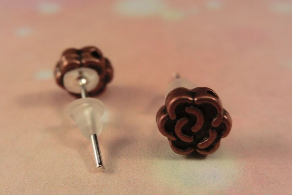 Kupferfarbene Rosen Ohrstecker Blümchen Flower